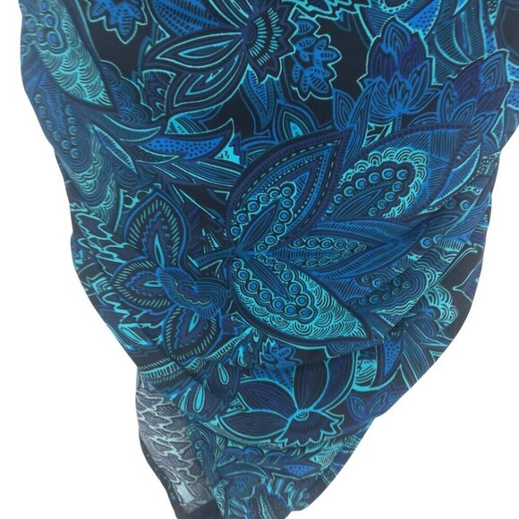 Lands End Underwire Slimming Paisley One Piece Swimsuit Size 8 Blue Ruching - Picture 3 of 11